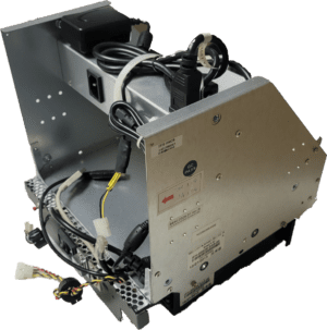 A computer case with wires attached to it.