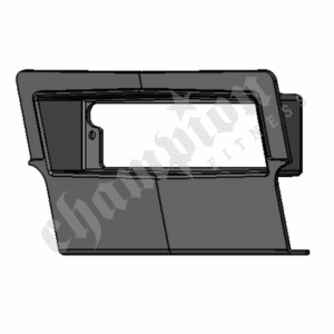 A black plastic object with a white background.