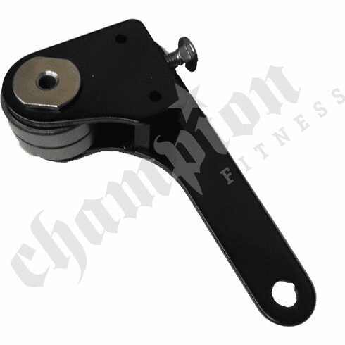 A black handle with an attachment for the arm.