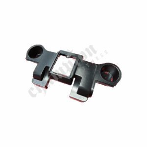 A black plastic part with two small holes.