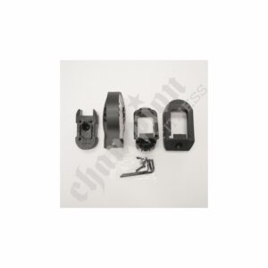 A set of four different parts for the door handle.