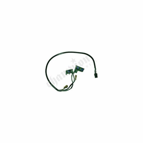 A green wire with two black wires attached to it.